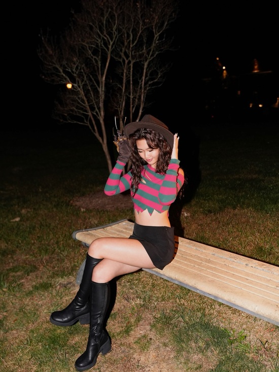 Thatssofetch Dresses & Skirts - Freddy Krueger Halloween Outfit — Red/Green Crop Top, Hat, Glove set, no skirt